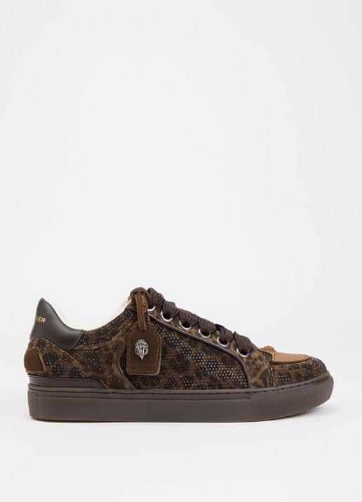 Kurt Geiger Southbank Tag sneaker van suède met panterprint en strass