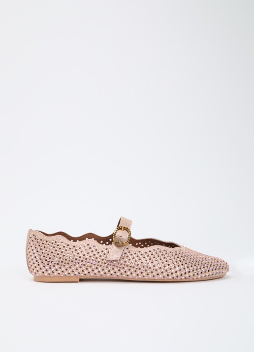 Kurt Geiger Wavy Mayfair ballerina van leer met strass