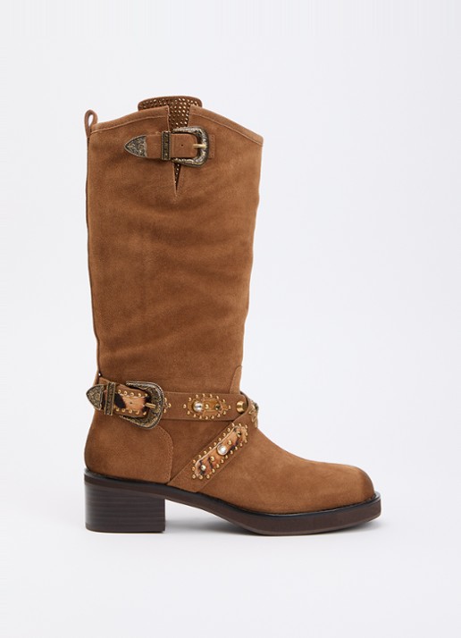 Kurt Geiger Western Biker cowboylaars van suède met studs