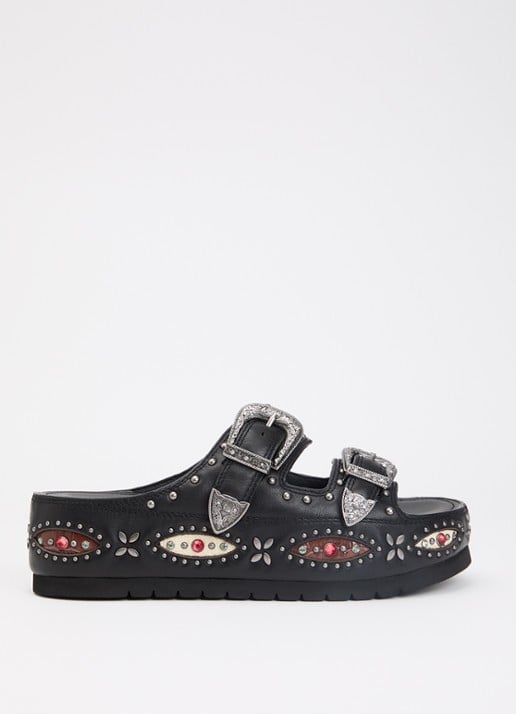 Kurt Geiger Western Buckle sandaal van leer met strass
