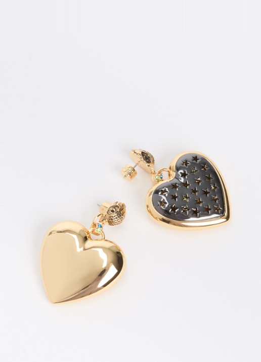 Kurt Geiger XL Heart oorstekers met kristal - detail goud