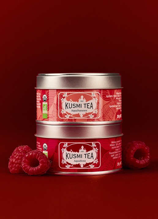 Kusmi Tea AquaRosa and AquaSummer losse thee 2 stuks in giftbox - voorkant 2 beige