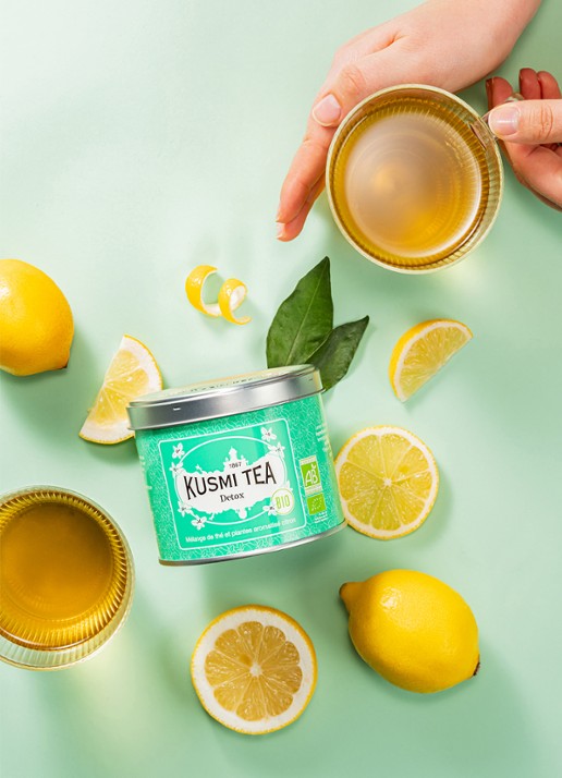 Kusmi Tea Detox losse thee 90 gram - detail 2 turquoise