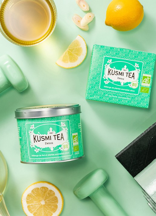 Kusmi Tea Detox losse thee 90 gram - voorkant 4 turquoise