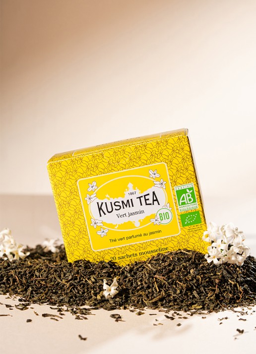 Kusmi Tea Green Jasmine theezakjes 20 stuks - voorkant 2 beige