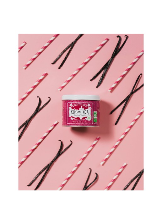 Kusmi Tea Rooibos Vanille losse thee 100 gram - detail 2 donkerroze
