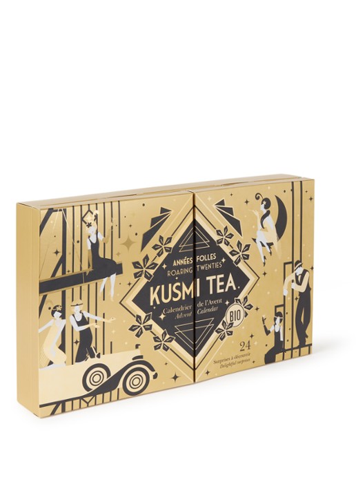 Kusmi Tea Tsarevna biologische thee adventskalender in Roaring Twenties editie 24 stuks - voorkant goud