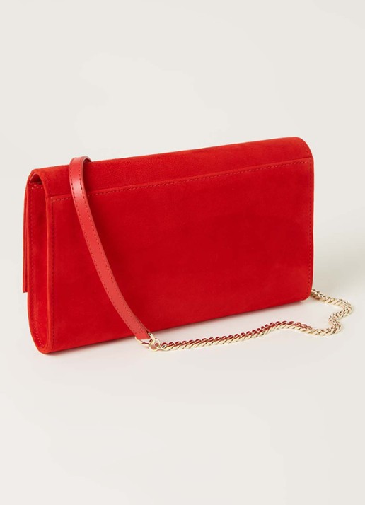 L.K.Bennett Dayana clutch van suède - achterkant rood