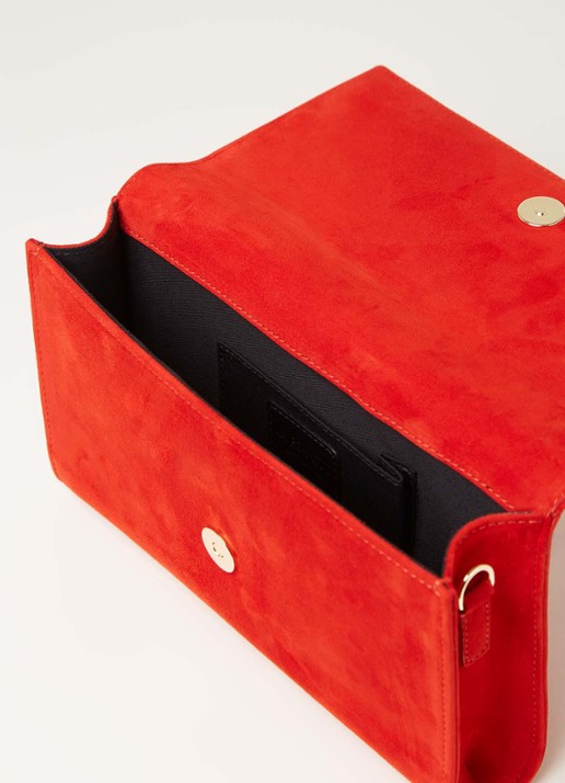 L.K.Bennett Dayana clutch van suède - detail 2 rood