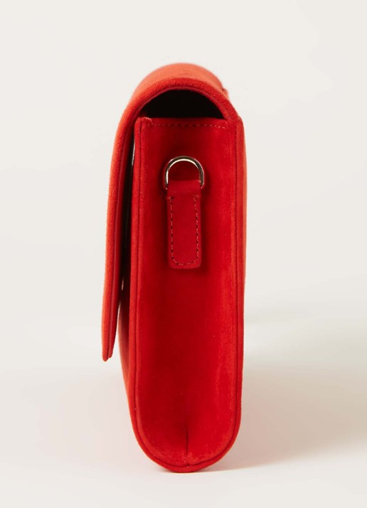 L.K.Bennett Dayana clutch van suède - detail 3 rood