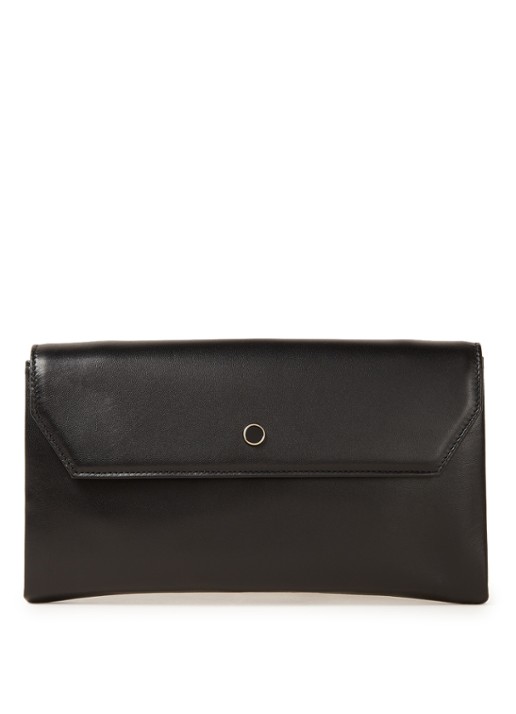 L.K.Bennett Dora clutch van leer - voorkant 3 zwart