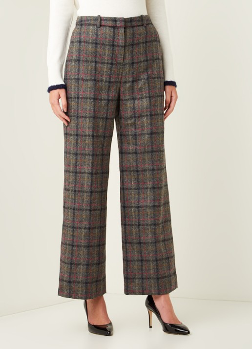 L.K.Bennett Ellen high waist wide fit pantalon met ruitprint - detail 4 multicolor