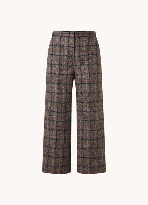 L.K.Bennett Ellen high waist wide fit pantalon met ruitprint - voorkant 2 multicolor
