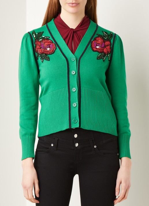 L.K.Bennett Elsie vest in wolblend met kralendecoratie - detail 3 groen