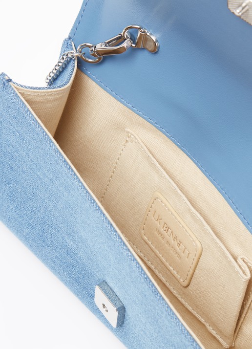 L.K.Bennett Lucy clutch van denim - detail 3 indigo