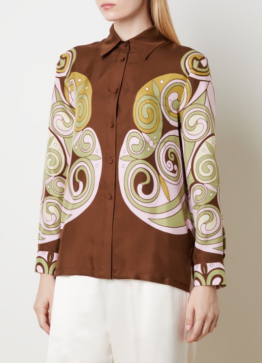 La DoubleJ Boy blouse van zijde met print