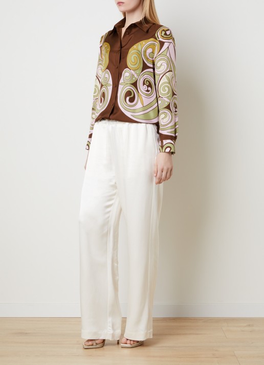 La DoubleJ Boy blouse van zijde met print - voorkant 3 roodbruin