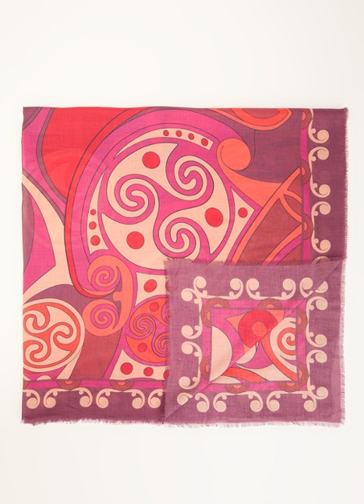 La DoubleJ Foulard sjaal in zijdeblend met print 140 x 140 cm