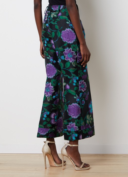 La DoubleJ Hendrix high waist cropped straight fit pantalon met jacquard dessin - achterkant 3 zwart