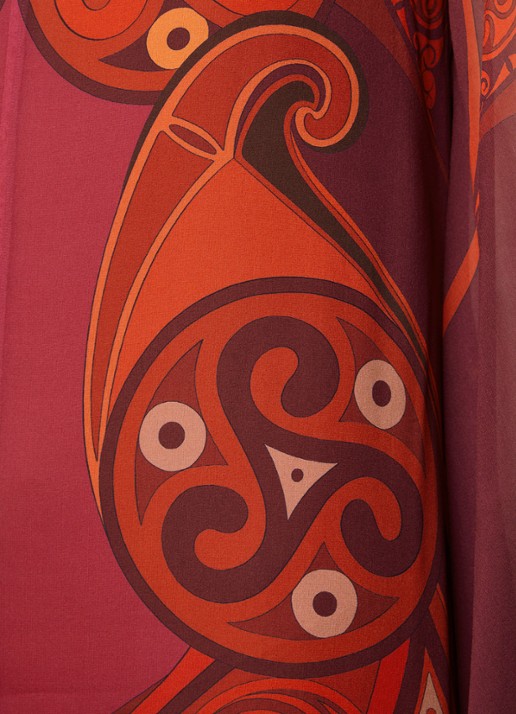 La DoubleJ Magnifico midi tuniekjurk van zijde met print - detail 2 donkerrood