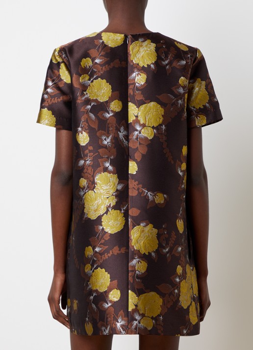 La DoubleJ Mini jurk met ingebreid print - achterkant bruin