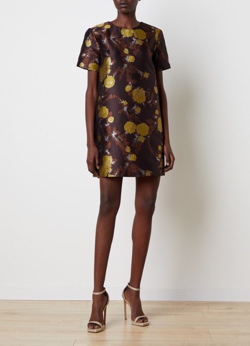 La DoubleJ Mini jurk met ingebreid print - voorkant 5 bruin