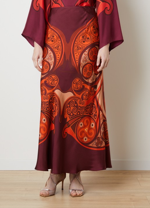 La DoubleJ Sleek maxi rok van zijde met print