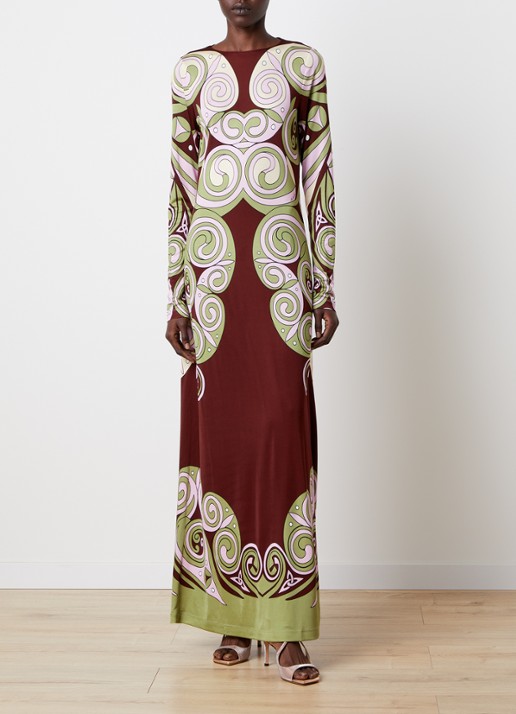 La DoubleJ Slinky Swing maxi jurk van jersey met print