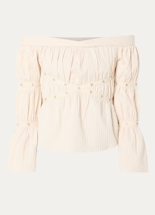 Laagam Addison off shoulder top met ruches - voorkant 2 ivoor