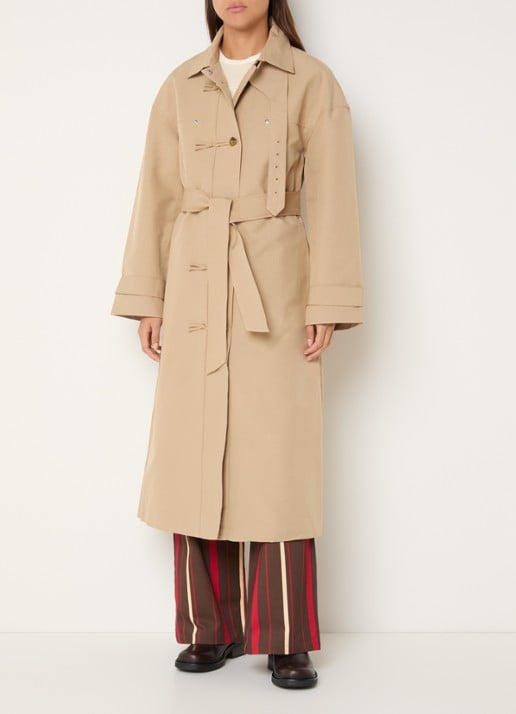 Laagam Antwerp trenchcoat met strikceintuur en opstaande kraag