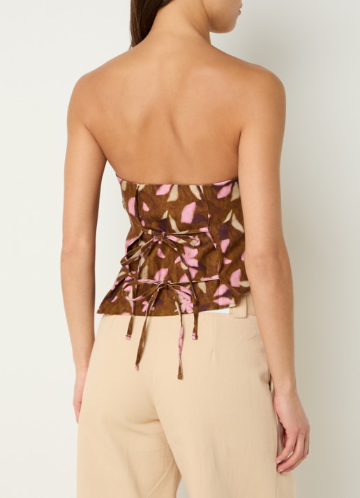 Laagam Bonnie strapless top met asymmetrische zoom - achterkant 2 cognac