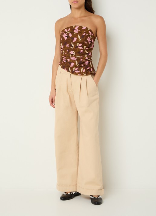 Laagam Bonnie strapless top met asymmetrische zoom - voorkant 4 cognac