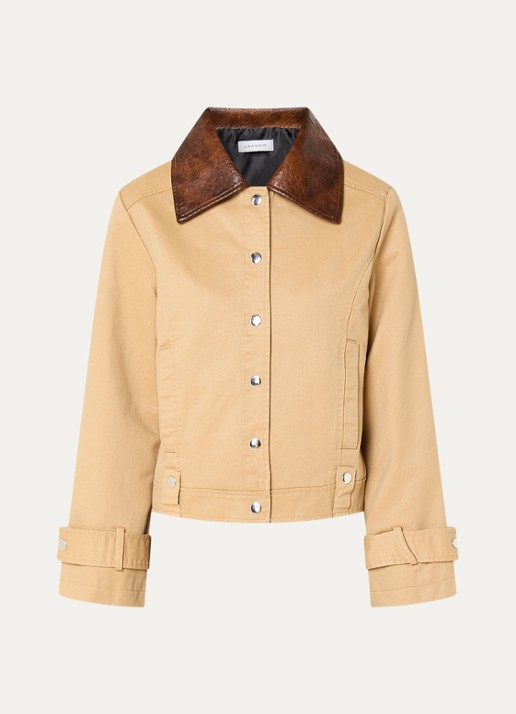Laagam Braidy jack met steekzakken - voorkant beige