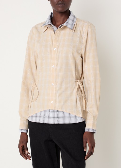 Laagam Chappel blouse met gestrikt detail en ruitdessin