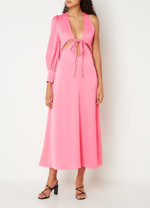 Laagam Coco maxi jurk met cut-out en strikdetail - achterkant roze