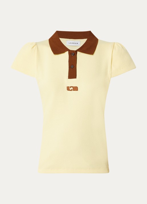 Laagam Erya polo met logo - voorkant 2 lichtgeel