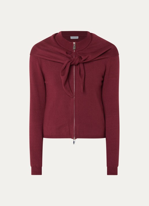 Laagam Frida fijngebreid vest met geknoopt detail - voorkant bordeauxrood