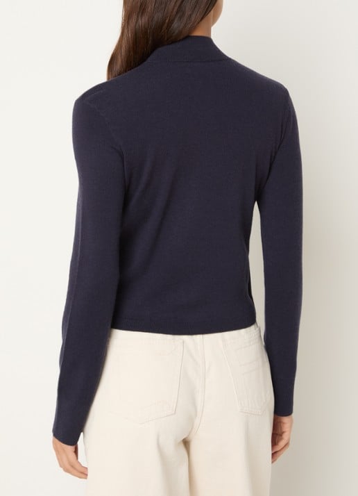 Laagam Halsey fijngebreid vest met col - achterkant 2 donkerblauw