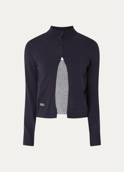 Laagam Halsey fijngebreid vest met col - voorkant 3 donkerblauw