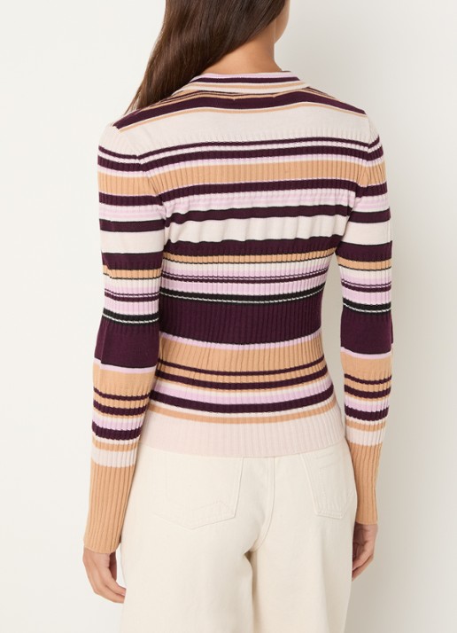Laagam Ilyana polo met streepprint - achterkant 3 aubergine