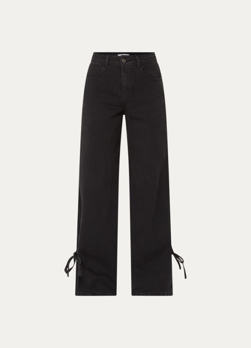 Laagam Jada high waist flared fit jeans met gekleurde wassing - voorkant 3 zwart