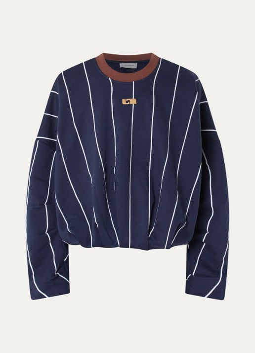 Laagam Kelly sweater met streepprint - voorkant donkerblauw