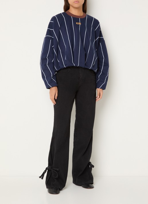 Laagam Kelly sweater met streepprint - voorkant 2 donkerblauw