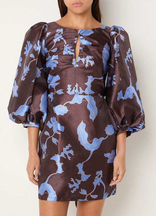 Laagam Liza mini jurk met pofmouw en glanzende finish