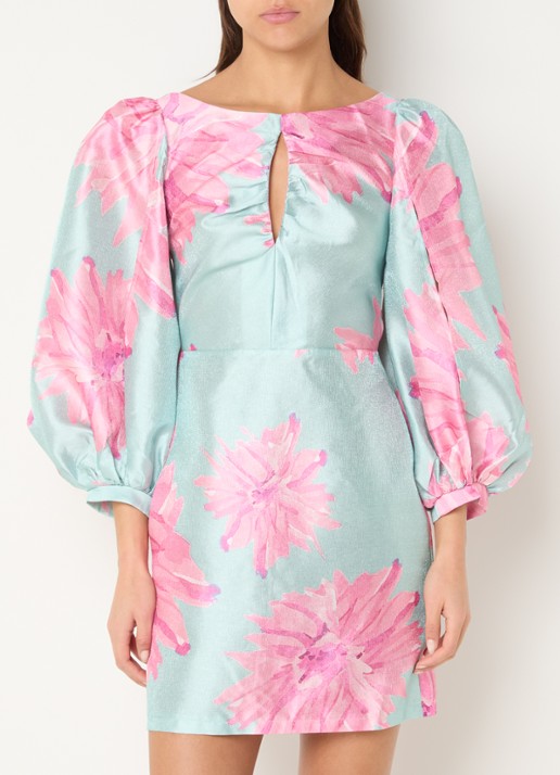 Laagam Liza mini jurk met print en pofmouw