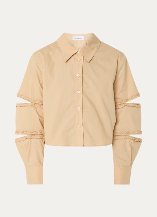 Laagam Muna blouse met pofmouw - voorkant 2 camel