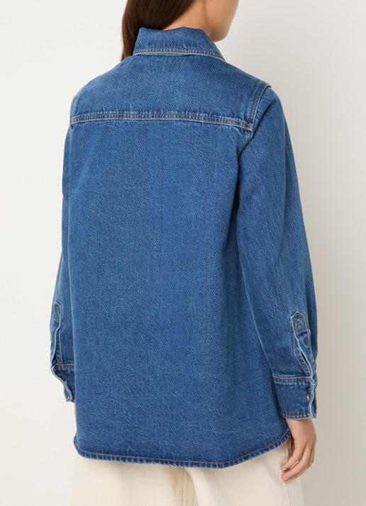 Laagam No Boyfriend blouse van denim met opgestikte zakken - achterkant 3 indigo