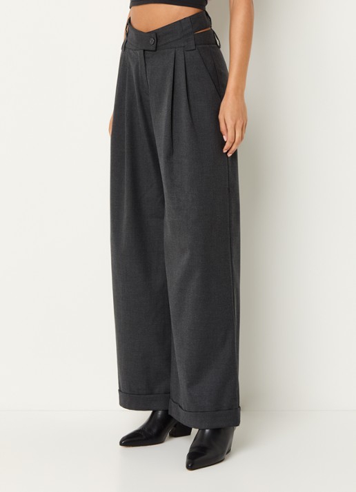 Laagam Smith high waist wide fit pantalon met cut-out detail
