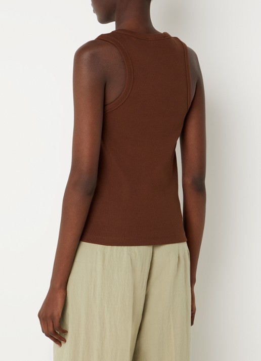 Laagam Tanktop met logoborduring - achterkant kastanjebruin