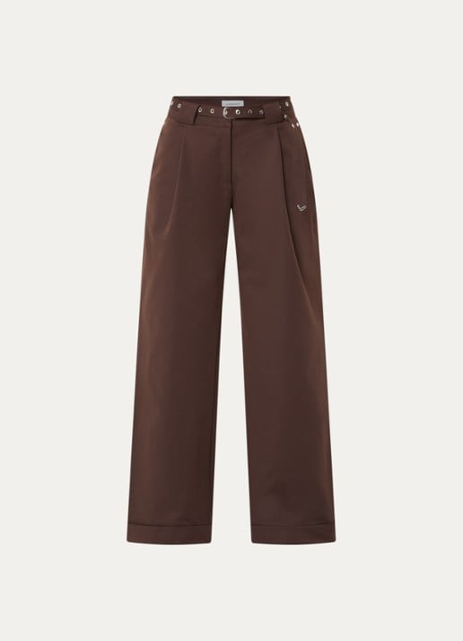 Laagam Valea high waist straight fit broek met steekzakken - voorkant bruin